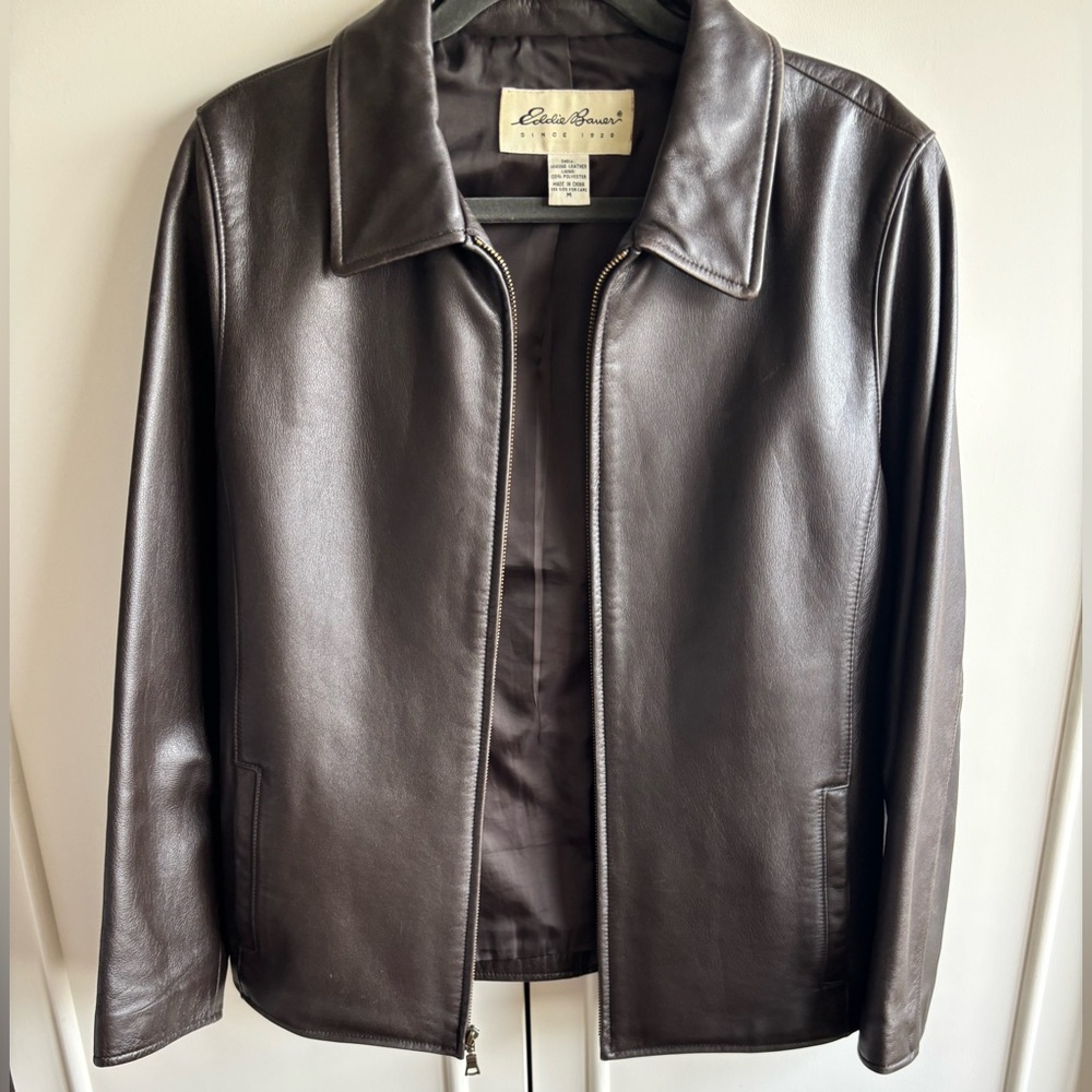 EDDIE BAUER Dark Brown Stine Leather Jacket, Size M